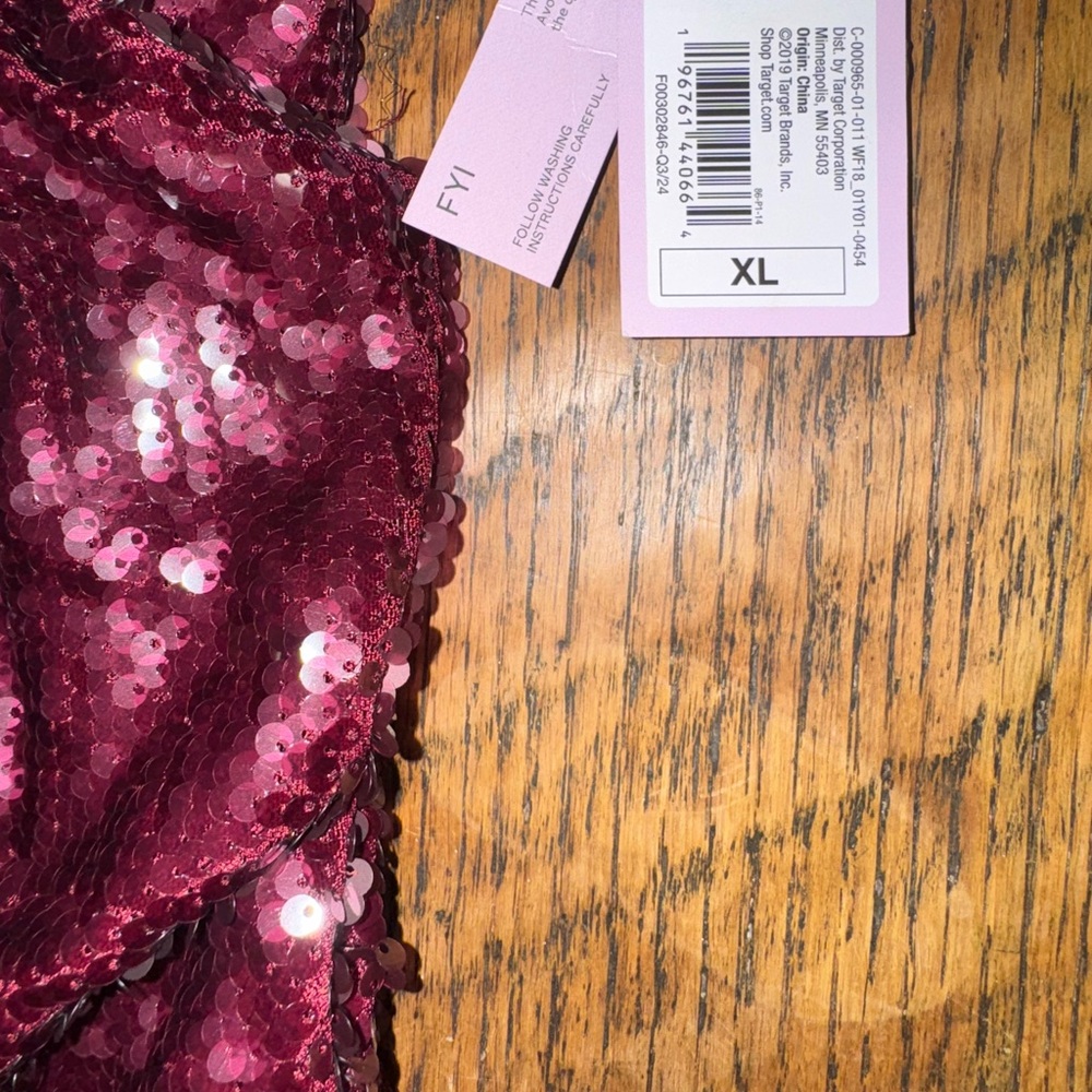 Wild Fable NWT XL Burgundy Sequin One-Shoulder Midi Dress - Picture 10 of 11